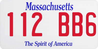 MA license plate 112BB6
