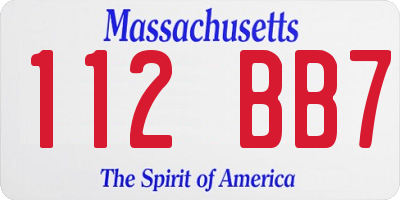 MA license plate 112BB7