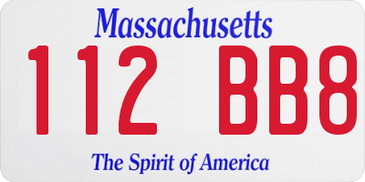 MA license plate 112BB8