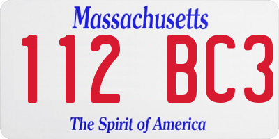 MA license plate 112BC3