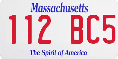 MA license plate 112BC5