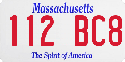MA license plate 112BC8