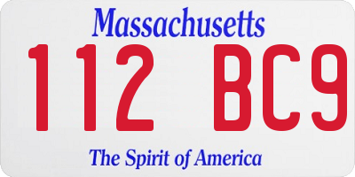 MA license plate 112BC9