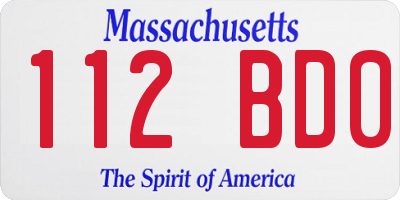 MA license plate 112BD0