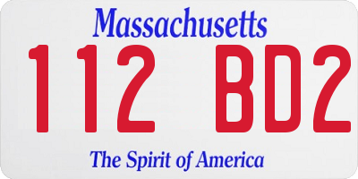 MA license plate 112BD2
