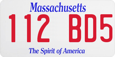 MA license plate 112BD5