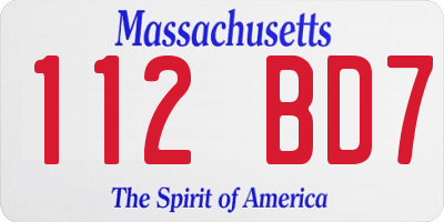 MA license plate 112BD7