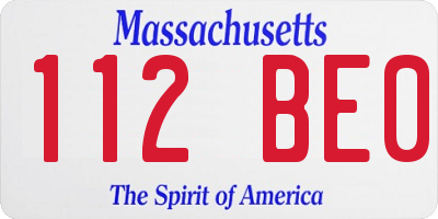 MA license plate 112BE0