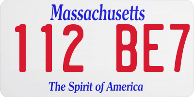 MA license plate 112BE7