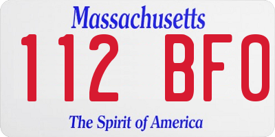 MA license plate 112BF0