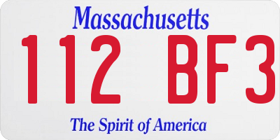 MA license plate 112BF3