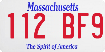 MA license plate 112BF9