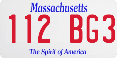 MA license plate 112BG3