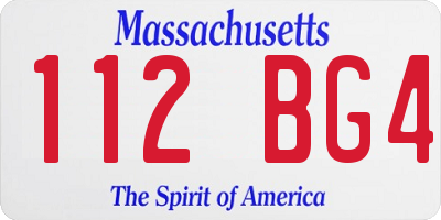 MA license plate 112BG4