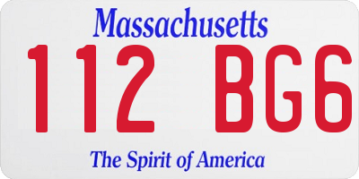 MA license plate 112BG6