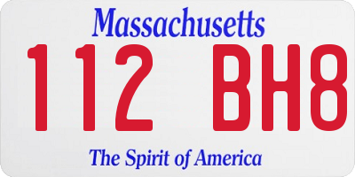 MA license plate 112BH8