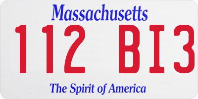 MA license plate 112BI3