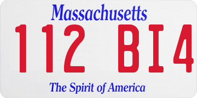 MA license plate 112BI4