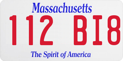 MA license plate 112BI8