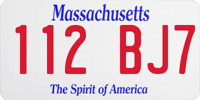 MA license plate 112BJ7