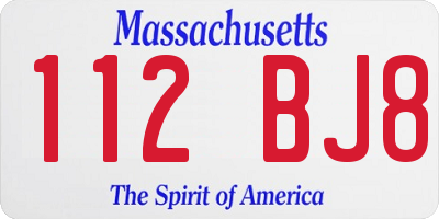 MA license plate 112BJ8