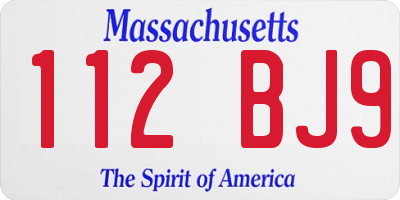 MA license plate 112BJ9