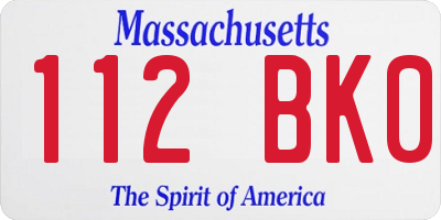 MA license plate 112BK0