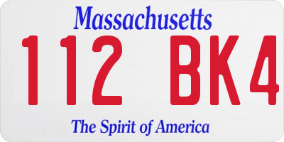 MA license plate 112BK4
