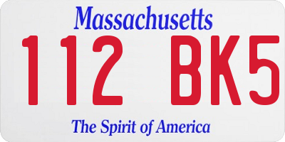 MA license plate 112BK5