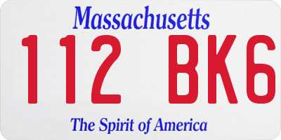 MA license plate 112BK6