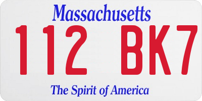 MA license plate 112BK7