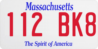 MA license plate 112BK8
