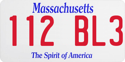 MA license plate 112BL3