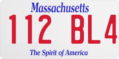 MA license plate 112BL4