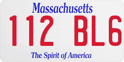 MA license plate 112BL6