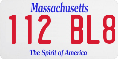 MA license plate 112BL8