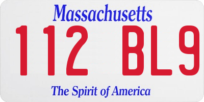 MA license plate 112BL9