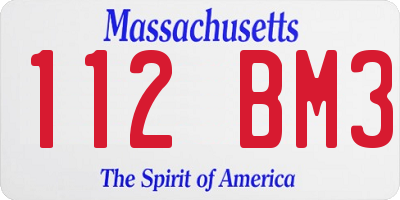 MA license plate 112BM3