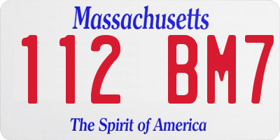 MA license plate 112BM7
