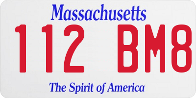 MA license plate 112BM8
