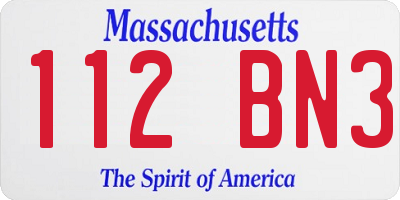 MA license plate 112BN3
