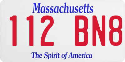 MA license plate 112BN8