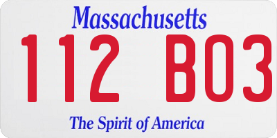 MA license plate 112BO3