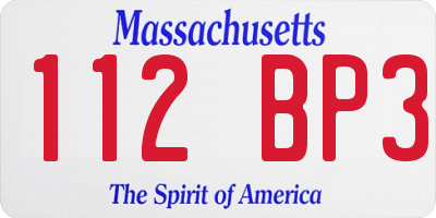 MA license plate 112BP3