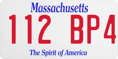 MA license plate 112BP4