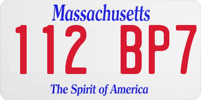 MA license plate 112BP7