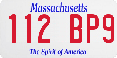 MA license plate 112BP9