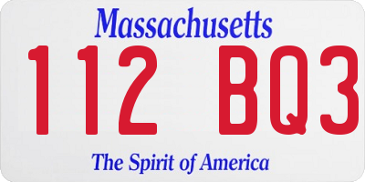 MA license plate 112BQ3