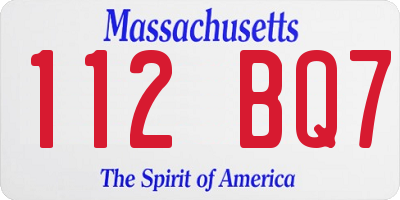 MA license plate 112BQ7