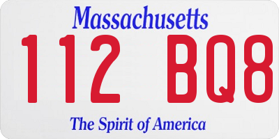 MA license plate 112BQ8